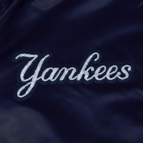 NY Yankees Ladies Gameday Satin Jacket - closeup