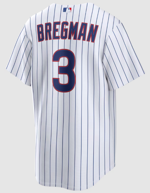 Alex Bregman Jersey - Chicago Cubs Replica Adult Home Jersey - back