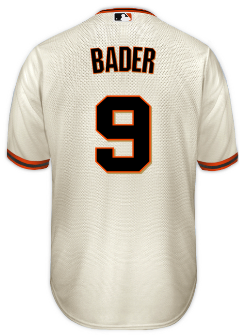 Harrison Bader Youth Jersey - San Francisco Giants Replica Kids Home Jersey - back