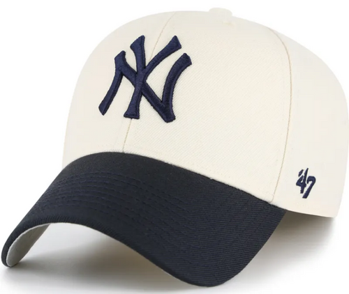 NY Yankees Clean Up Adjustable Cap - Bone and Navy Dad Hat