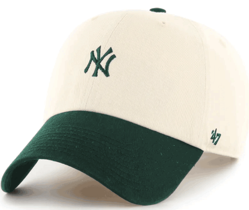 NY Yankees Baserunner Clean Up Adjustable Cap - Natural/Green Dad Hat