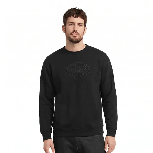 NY Knicks Pro Standard Tonal Logo Adult Crewneck Sweatshirt - Black