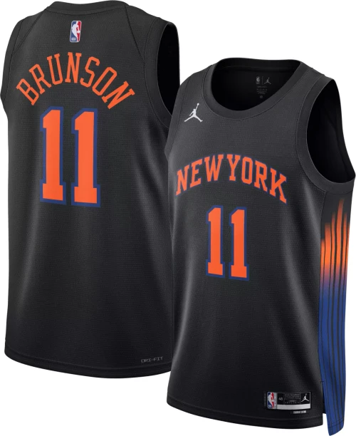 NY Knicks Jalen Brunson Nike Youth Statement Jersey - Black