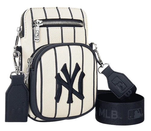 NY Yankees Leather Crossbody Mini Bag - Pinstripe