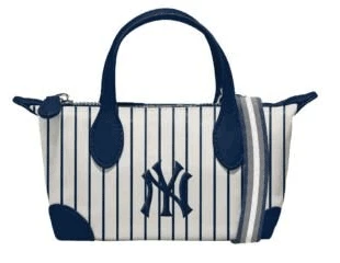 NY Yankees Leather Tote Bag - Pinstripe