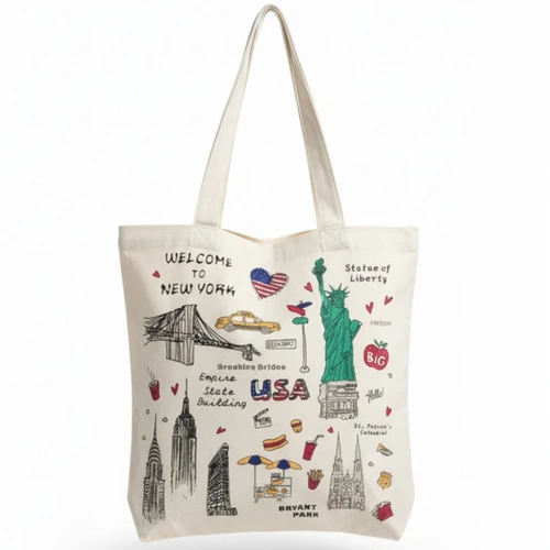 New York Icons Illustrated Tote Bag
