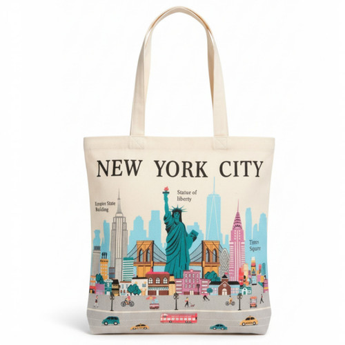 New York City Landmark Illustrated Tote Bag