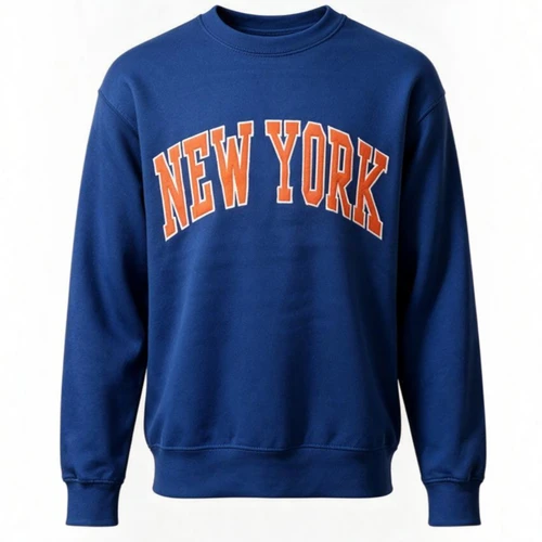 New York Varsity Crewneck Sweatshirt - Royal Blue/Orange