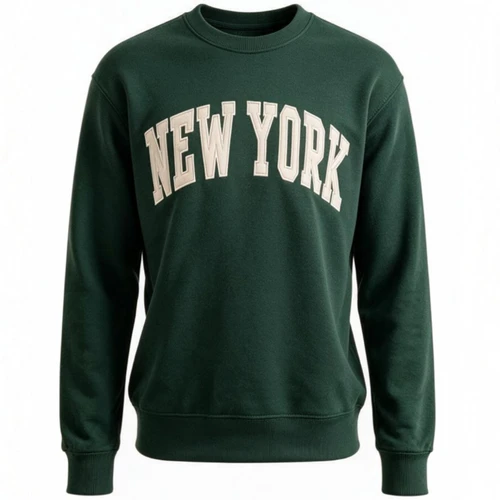 New York Varsity Crewneck Sweatshirt - Forest/Cream