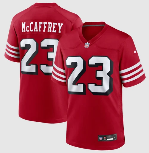 Christian McCaffrey Jersey - Red SF 49ers Adult Nike Game Jersey
