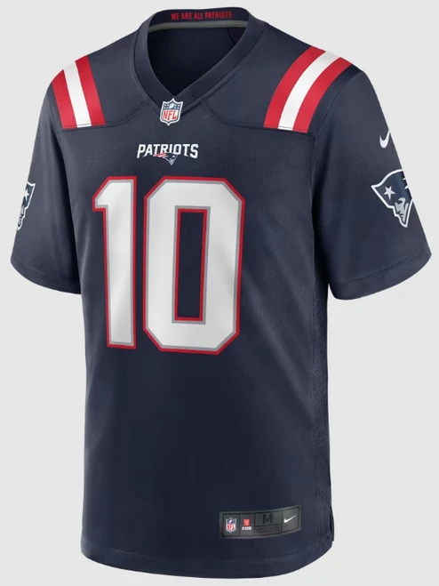 Drake May Jersey - Navy NE Patriots Adult Nike Game Jersey - front