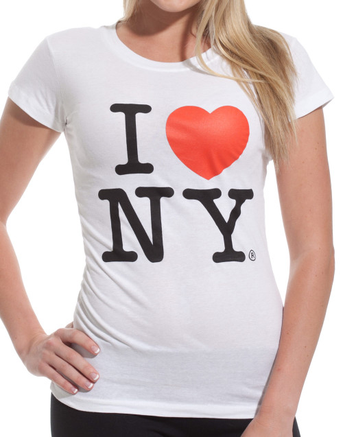 White I Love NY Fitted Tee Shirt