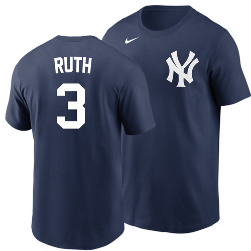 Men's Nike Babe Ruth New York Yankees Cooperstown Collection Navy Pinstripe  Jersey