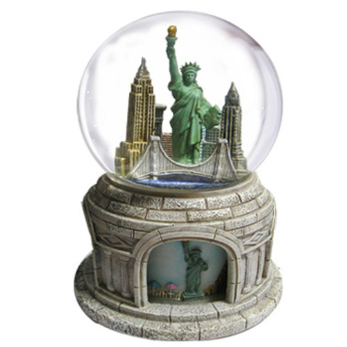 NYC Skyline Rotating Scenery 100mm Musical Snowglobe