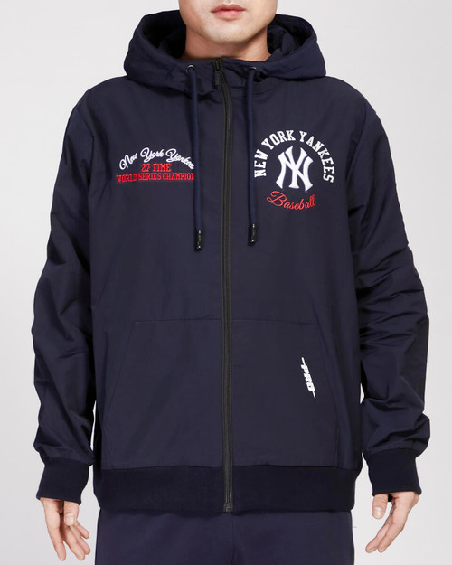 NY Yankees Hybrid Woven Navy Full Zip Jacket