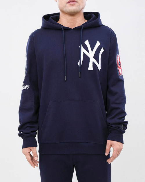 NY Yankees Embroidered Logo Navy Hooded Sweatshirt