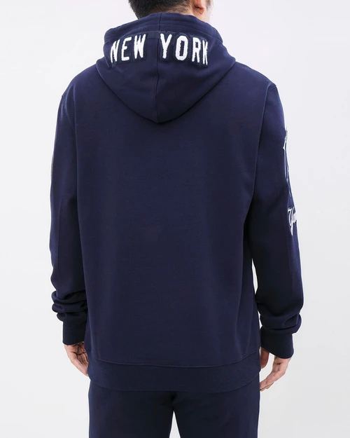 NY Yankees Embroidered Logo Navy Hooded Sweatshirt - hood