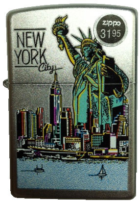 NYC Liberty Skyline Satin Chrome Zippo