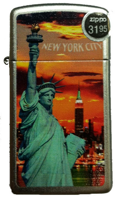 NYC Liberty Skyline Satin Chrome Zippo