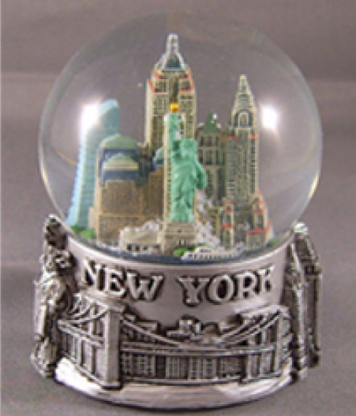 NY Skyline and Sea Pewter 100mm Snowglobe - old pic