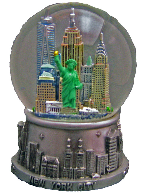NY Skyline Silver and Color 45mm Snowglobe - W WTC