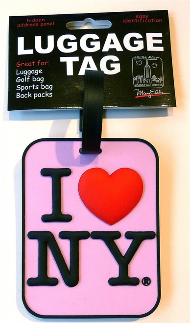 I Love NY Luggage Tag - Pink