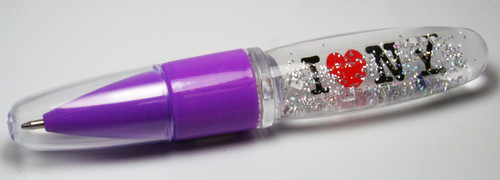 I Love NY Floating Glitter Pen - Purple