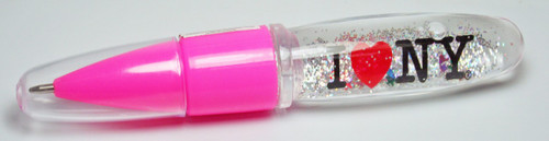 I Love NY Floating Glitter Pen - Pink