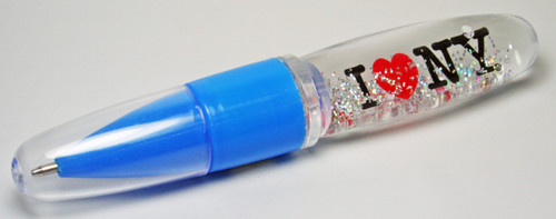 I Love NY Floating Glitter Pen - Blue