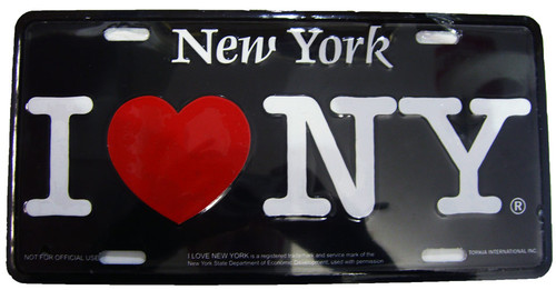 I Love NY License Plate - Black