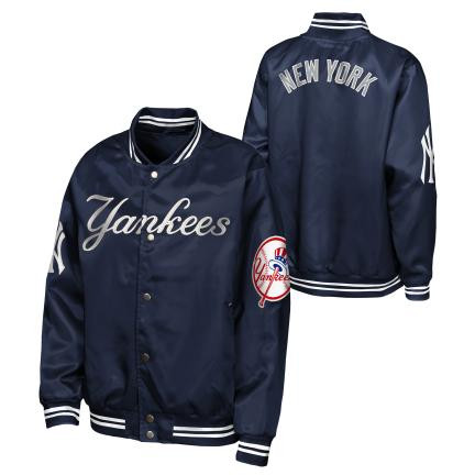 NY Yankees Youth Lightweight Satin Jacket - A lightweight jacket
