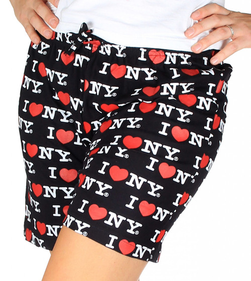 Black I Love NY Pajama Shorts