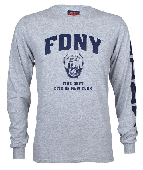 FDNY Full Chest And Sleeve LS Tee - Grey