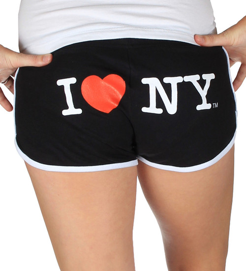 I Love NY Summer Shorts Official New York Product Ladies White Workout Yoga  at  Women’s Clothing store