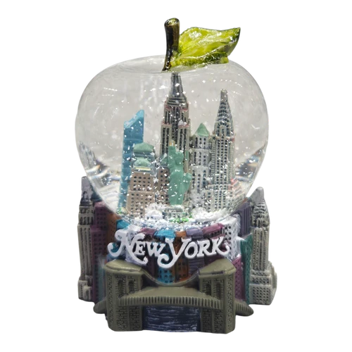 NY Skyline and Bridge Apple Shaped 45mm Snowglobe