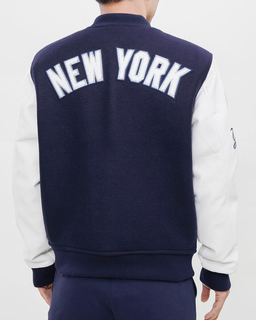 New York Yankees Majestic On-Field Varsity Jacket - Navy