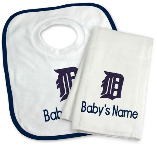 Detroit Tigers Personalized Bib and Burp Cloth Gift Set