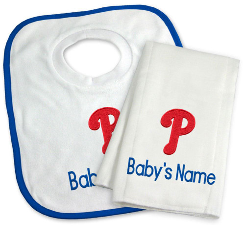 Philadelphia Phillies Personalized Bib and Burp Cloth Gift Set