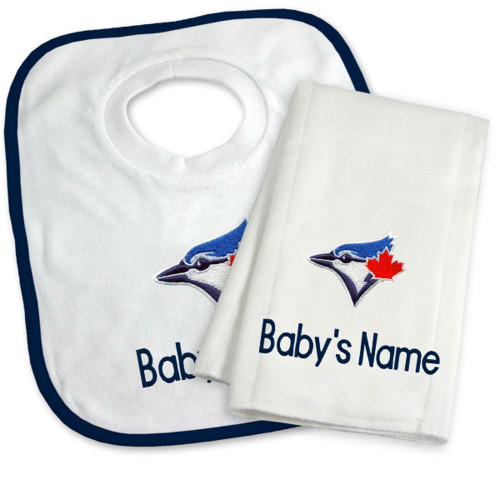 Chad & Jake Infant White Toronto Blue Jays Personalized Burp Cloth