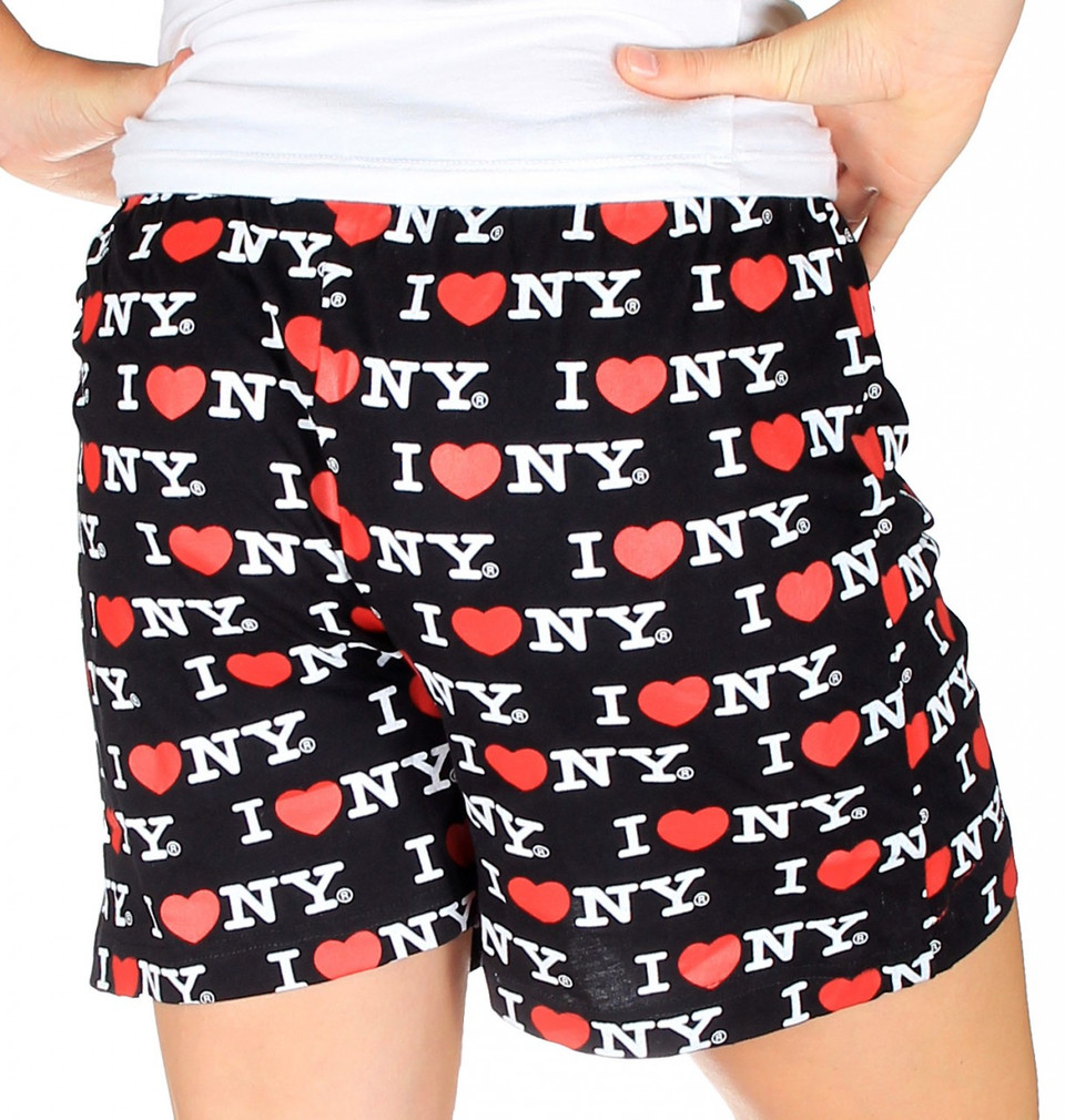 Black I Love NY Pajama Shorts