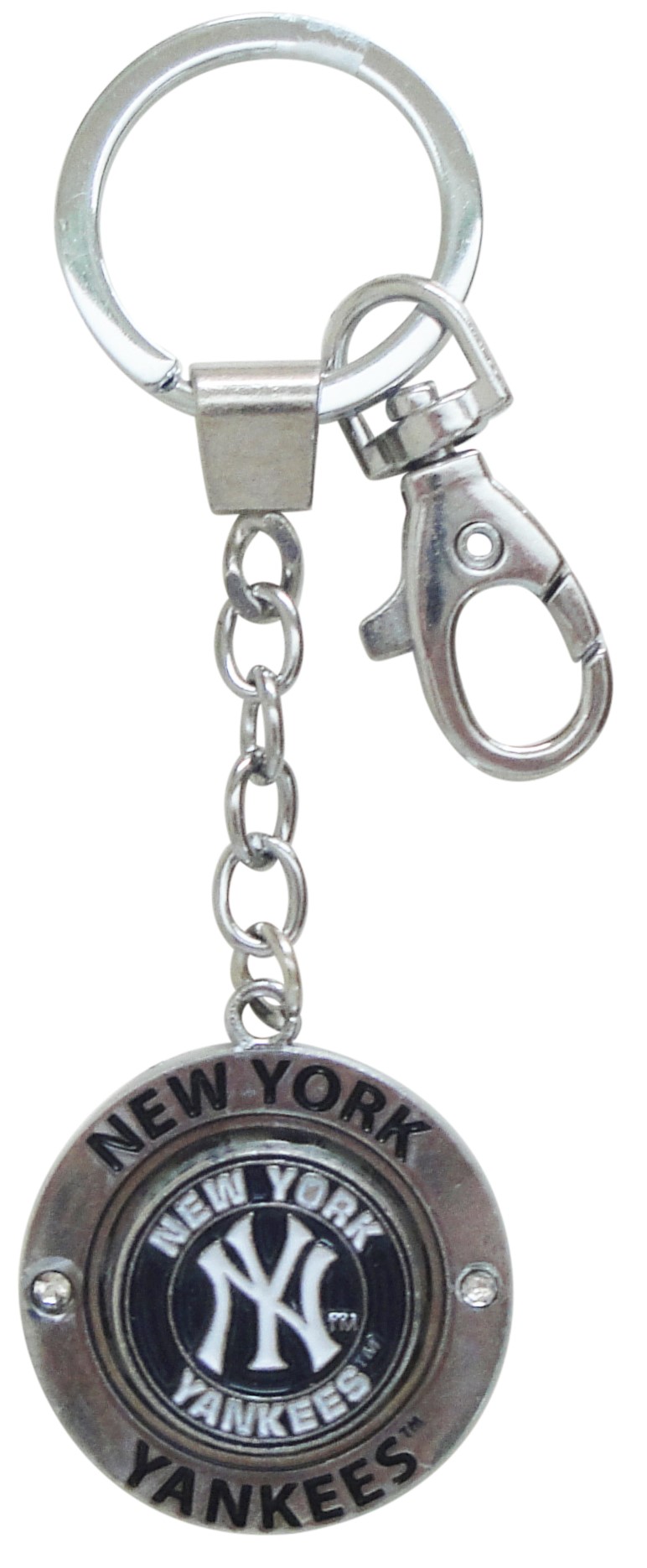 NY Yankees Spinning Keychain Navy Stamp Design