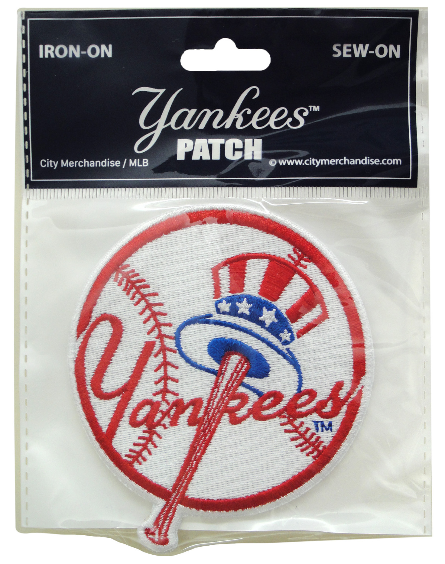 New York Yankees MLB Iron-On Patch - White, Major League Baseball, Embroidered