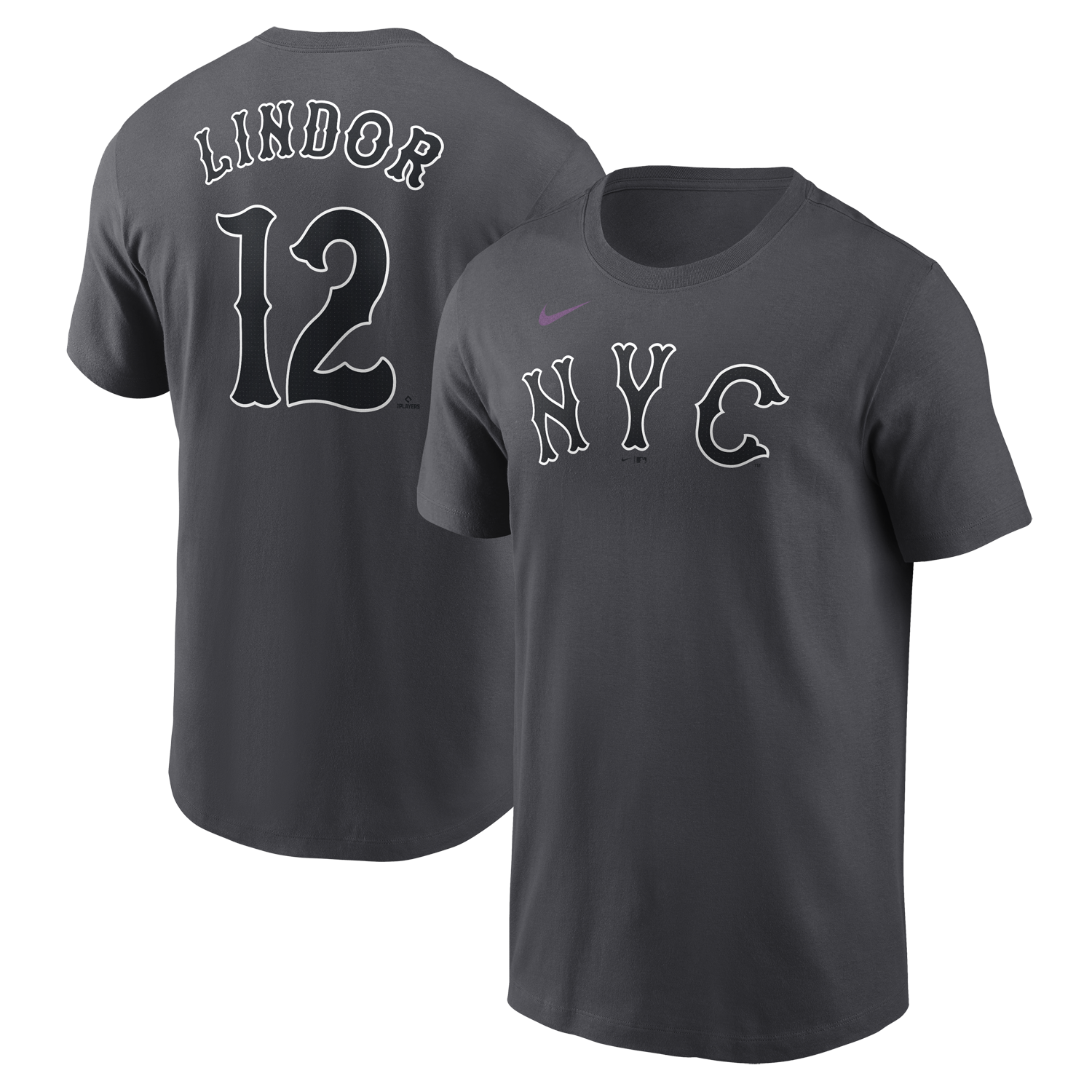 Francisco Lindor City Connect T-Shirt - Graphite NY Mets Adult T-Shirt