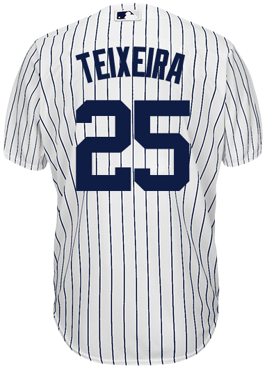 Nike Mark Teixeira No Name Jersey - Yankees Home Number Only Jersey