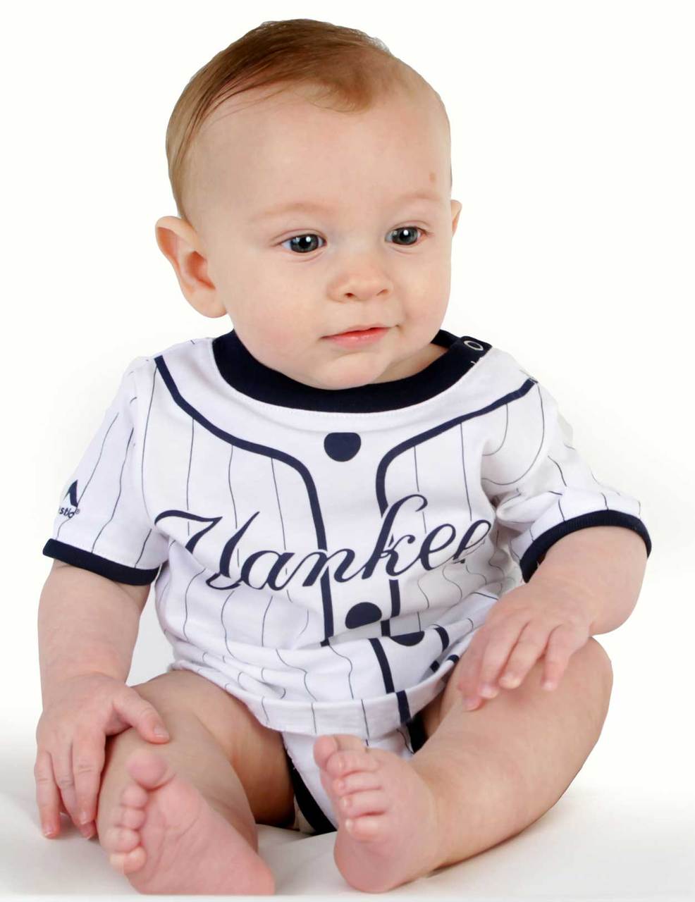 Yankees Baby Pinstripe Home Jersey Romper