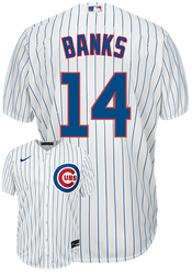 ERNIE BANKS Chicago Cubs Nike Black And Gold Jersey 14 Size Medium