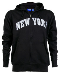 Men's New York City Zippered Hoodie Sweatshirt Black Navy Pink Retro Style Black / X-Small