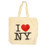 I Love NY White Canvas Tote Bag photo