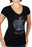 Black Rhinestone Big Apple Ladies Fitted V-Neck Tee photo
