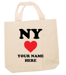 Personalized Name with Mini Heart Cotton Canvas Tote Bag